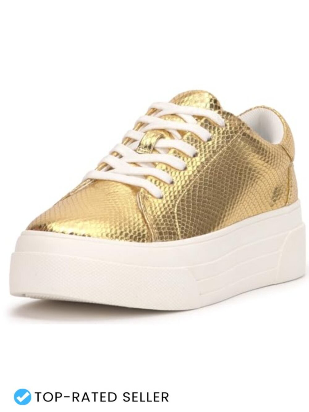 Embellished Platform Sneaker Studded Faux Leather Lace-Up